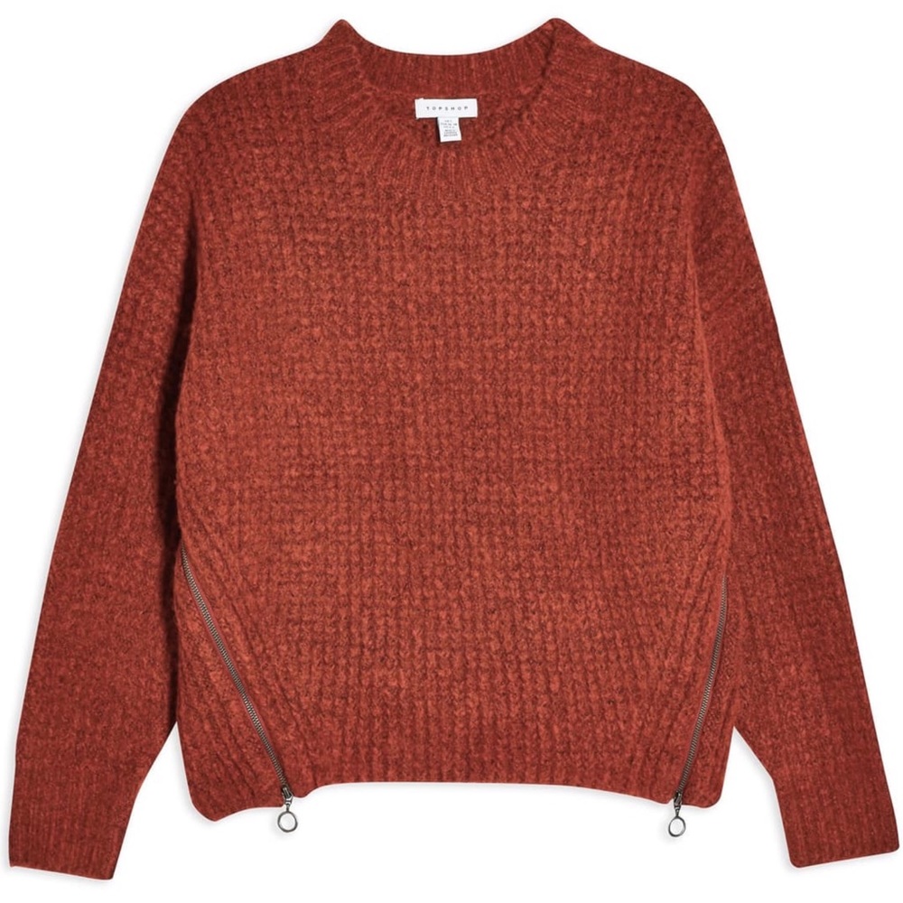 NWT! Topshop waffle knit sweater with zip detail - Picture 2 of 4